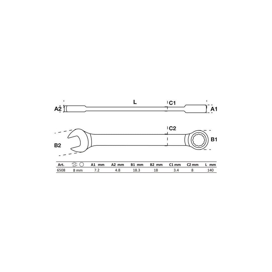 Bgs 6508 Ratchet Ring Open-Ended Spanner