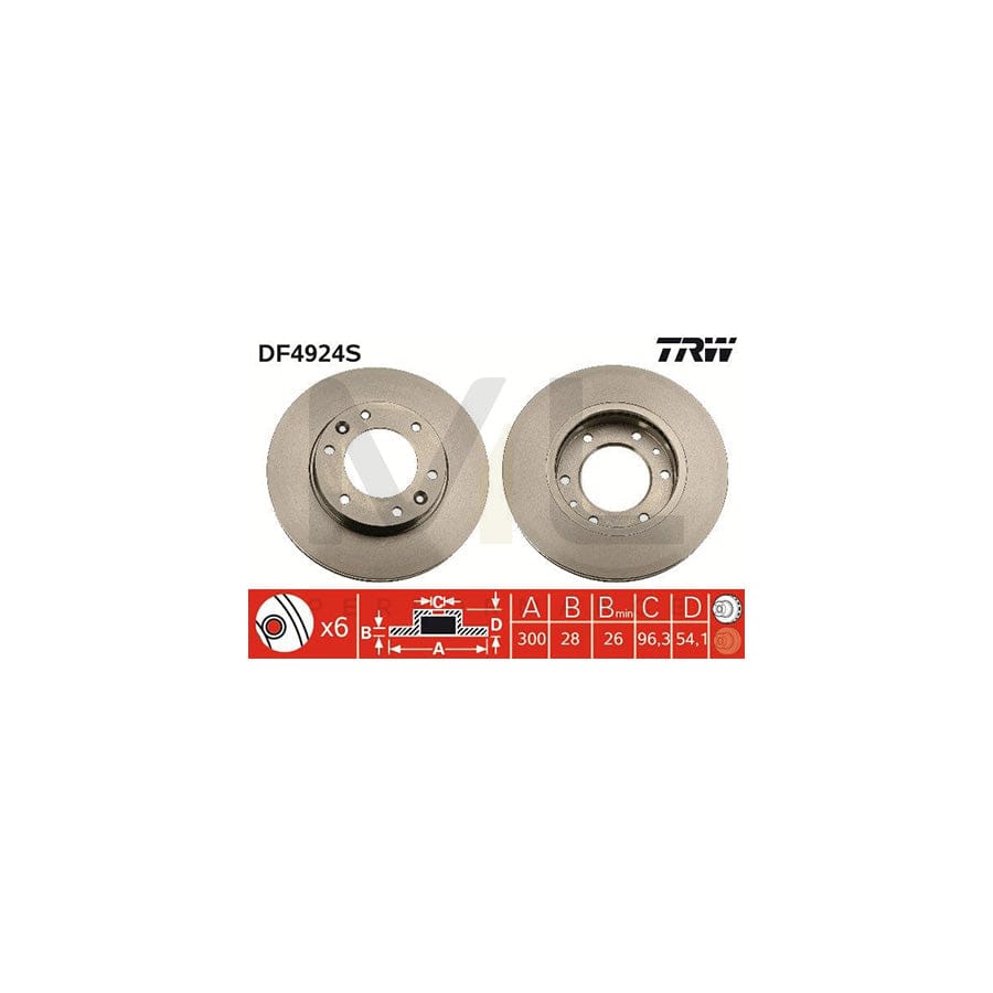 TRW DF4924S Brake Disc for KIA Sedona II (VQ) Vented, Painted, High-carbon | ML Performance Car Parts