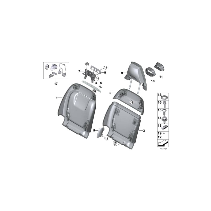 Genuine BMW 52108062305 M M Rear Section, Comfort Seat, Upper ARAGONBRAUN (Inc. X5 M & X6 M) | ML Performance UK Car Parts