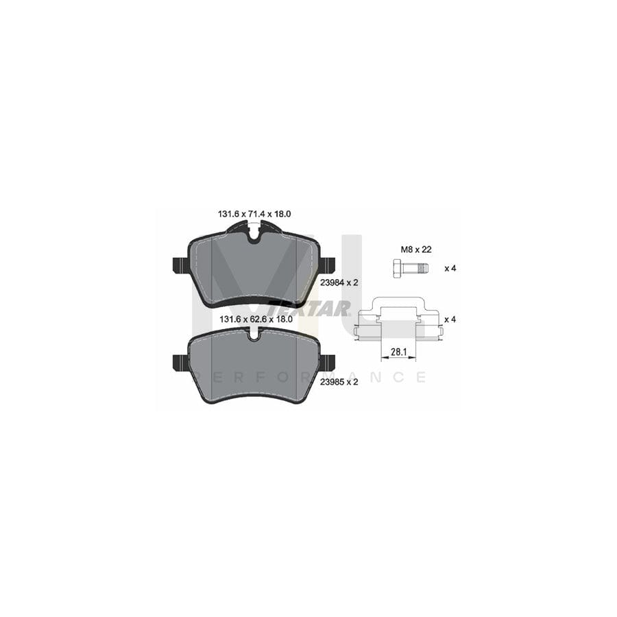 TEXTAR 2398404 Brake pad set prepared for wear indicator, with brake caliper screws, with accessories | ML Performance Car Parts