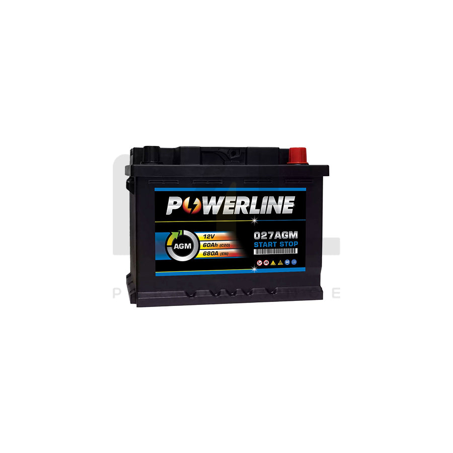 027 AGM Powerline Start Stop Car Battery 12V 60Ah | Car Batteries UK | ML Performance Car Parts