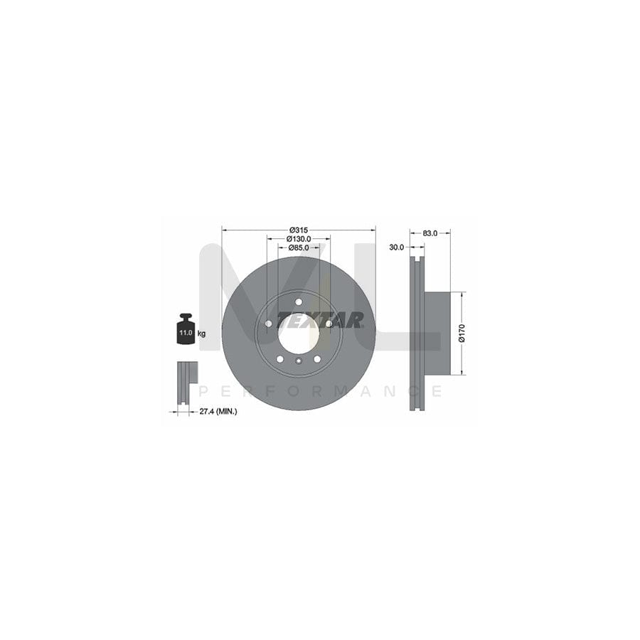 TEXTAR 92113400 Brake Disc Internally Vented, without wheel hub, without wheel studs | ML Performance Car Parts