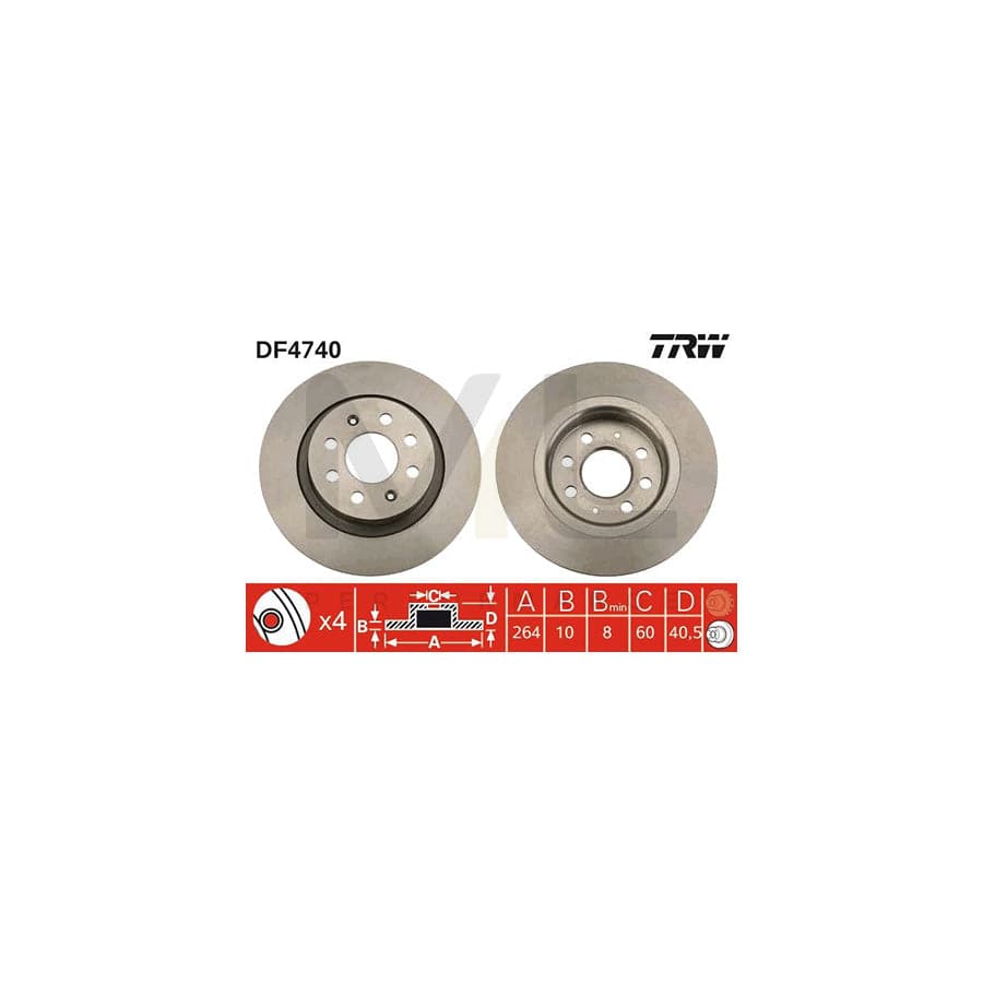 TRW DF4740 Brake Disc Solid, Painted | ML Performance Car Parts