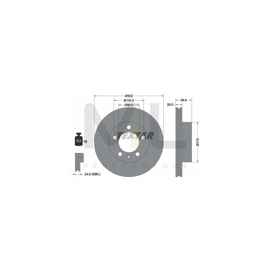 TEXTAR 92228600 Brake Disc Internally Vented, without wheel hub, without wheel studs | ML Performance Car Parts