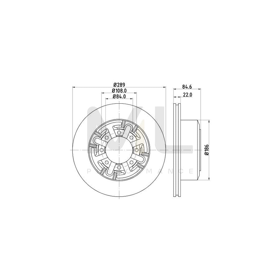 HELLA 8DD 355 105-791 Brake Disc for IVECO Daily Solid, without wheel hub, without wheel studs | ML Performance Car Parts