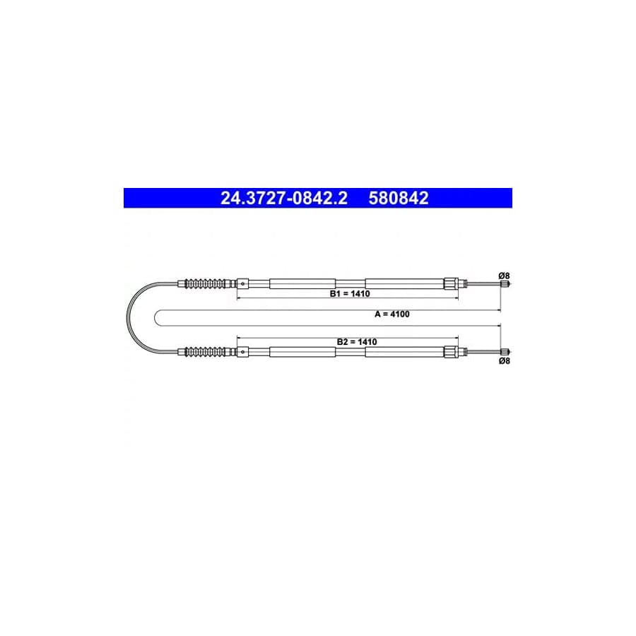 ATE 24.3727-0842.2 Hand Brake Cable