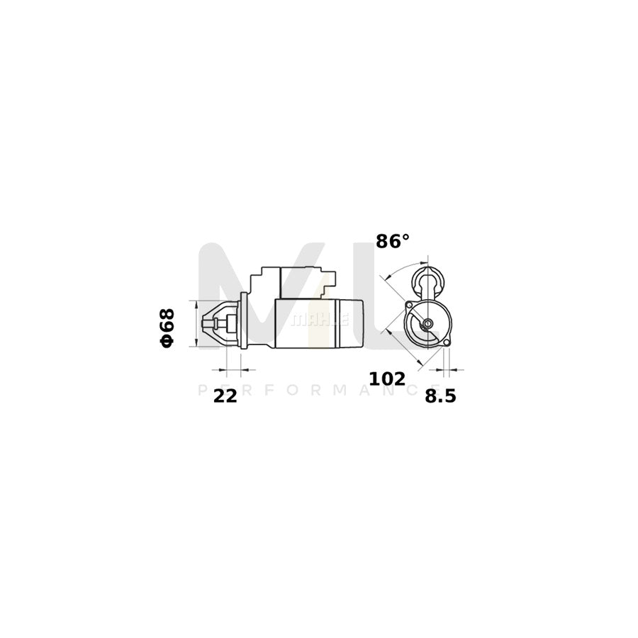 MAHLE ORIGINAL MS 125 Starter motor 12V 2,0kW, Teeth Quant.: 9 | ML Performance Car Parts