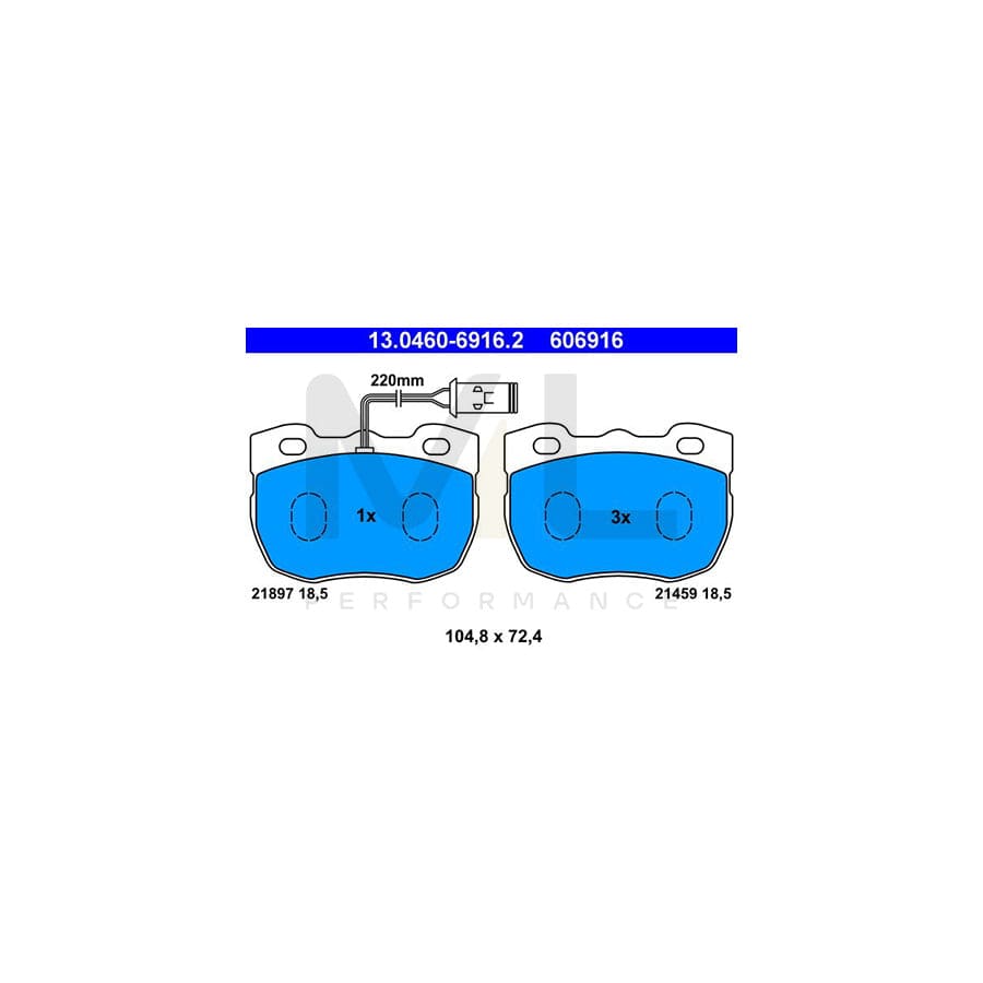 ATE 13.0460-6916.2 Brake pad set incl. wear warning contact | ML Performance Car Parts