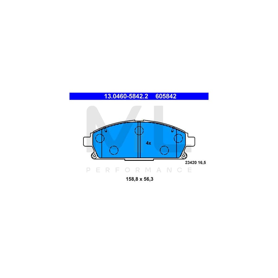 ATE 13.0460-5842.2 Brake pad set excl. wear warning contact, not prepared for wear indicator | ML Performance Car Parts