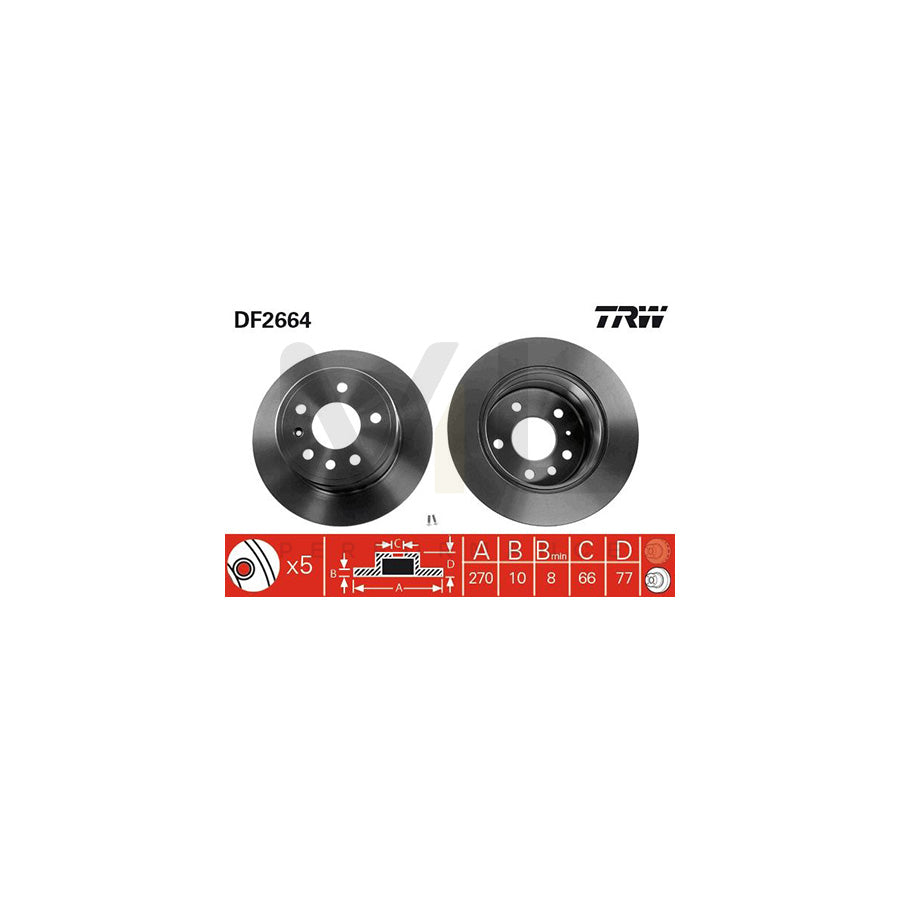 TRW DF2664 Brake Disc Solid, with bolts/screws | ML Performance Car Parts