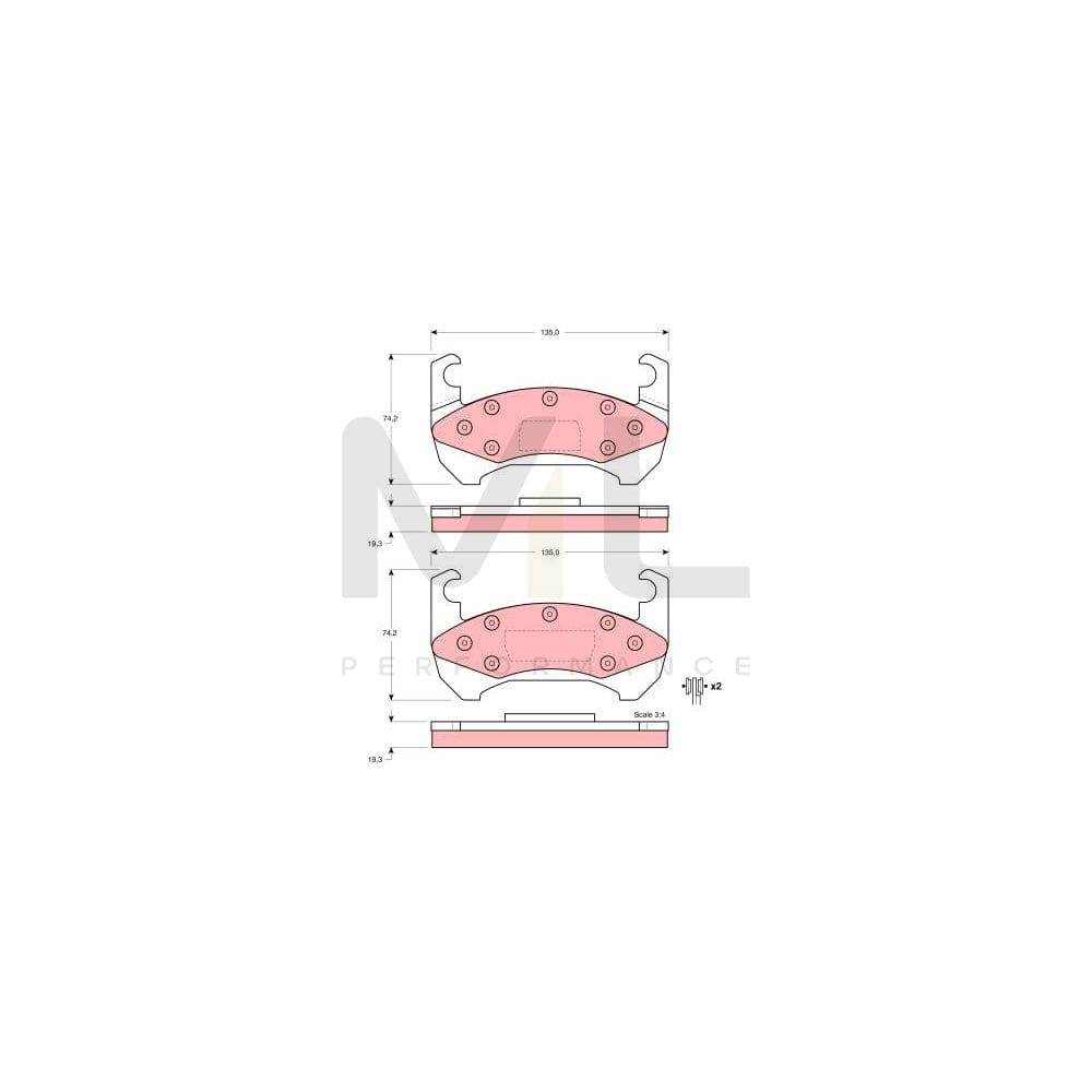 TRW Gdb4068 Brake Pad Set For Pontiac Sunbird I Not Prepared For Wear Indicator | ML Performance Car Parts