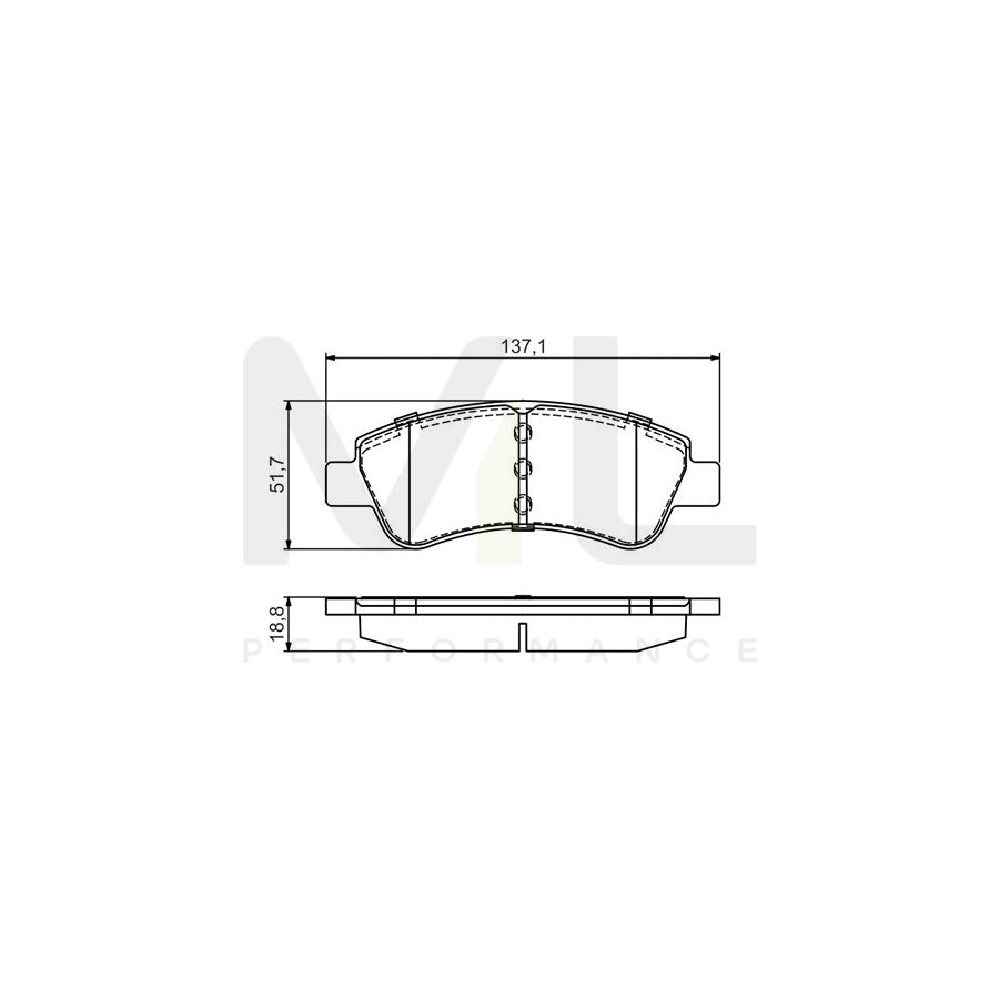 Bosch 0986495430 Brake Pad Set Excl. Wear Warning Contact, With Anti-Squeak Plate, With Mounting Manual BP2062 | ML Performance Car Parts