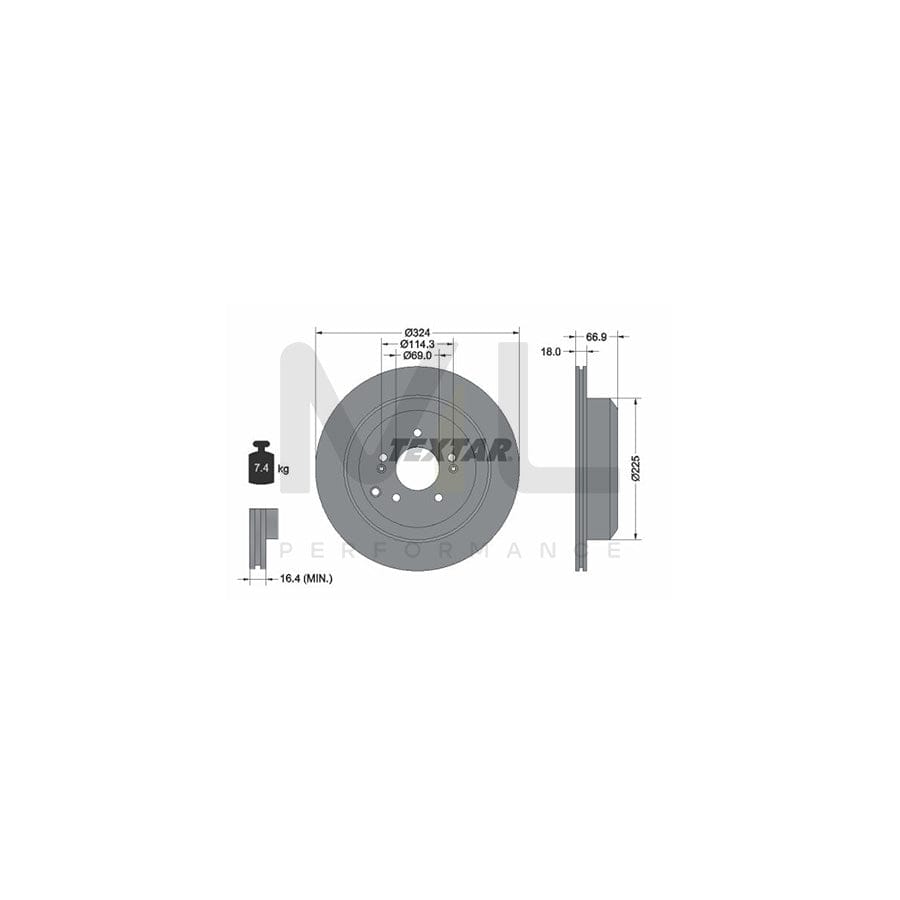 TEXTAR PRO 92242603 Brake Disc for HYUNDAI ix55 (EN) Internally Vented, Coated, without wheel hub, without wheel studs | ML Performance Car Parts