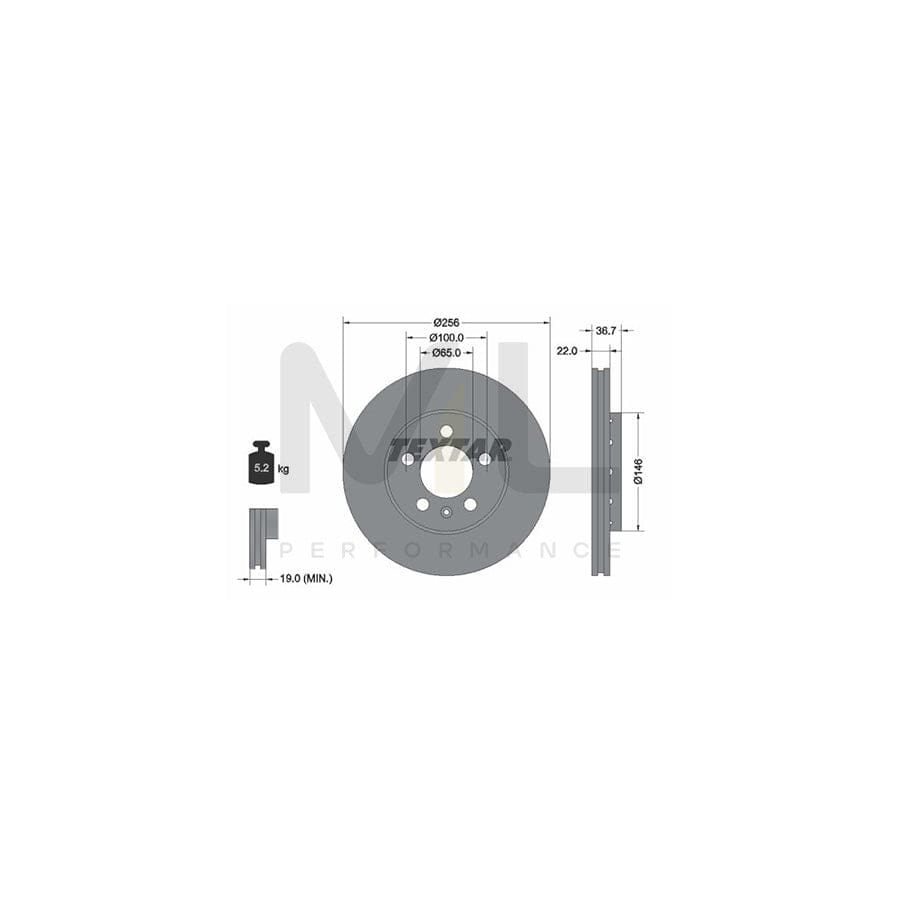 TEXTAR 92082200 Brake Disc Externally Vented, without wheel hub, without wheel studs | ML Performance Car Parts