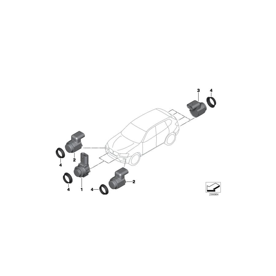 Genuine BMW 66209142204 E83 Ultrasonic Sensor, Silver Stone WA29 (Inc. X3 3.0sd, X3 1.8d & X3 2.0d) | ML Performance UK Car Parts