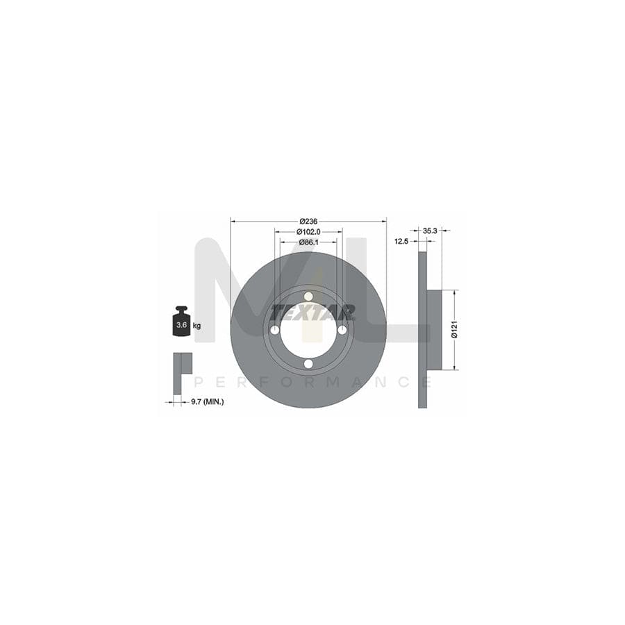 TEXTAR 92100300 Brake Disc Solid, without wheel hub, without wheel studs | ML Performance Car Parts