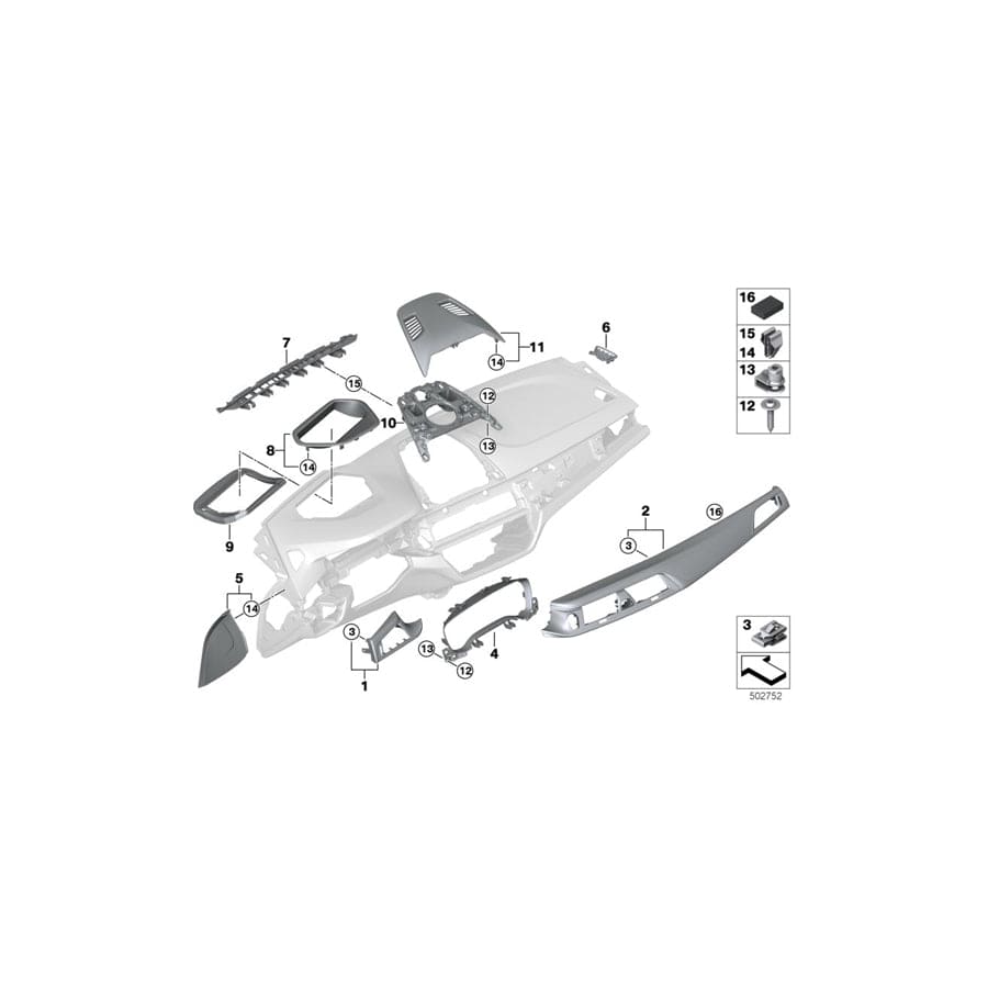 Genuine BMW 51458071616 G30 G31 F90 Cov.Pan.Inst.Pan.Piano Fin.Bl.Fr.Pass. PERLGLANZ CHROM (Inc. M550dX, 525d & 640dX) | ML Performance UK Car Parts