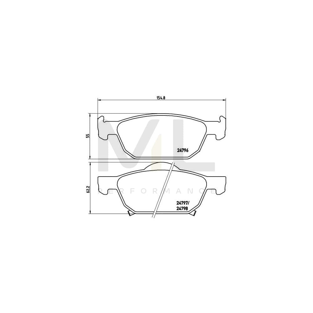 Brembo P 28 044 Brake Pad Set For Honda Accord With Acoustic Wear Warning, With Piston Clip | ML Performance Car Parts