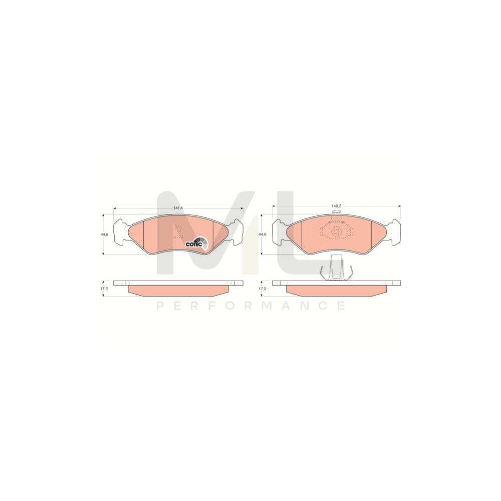 TRW Cotec Gdb1221 Brake Pad Set Not Prepared For Wear Indicator | ML Performance Car Parts