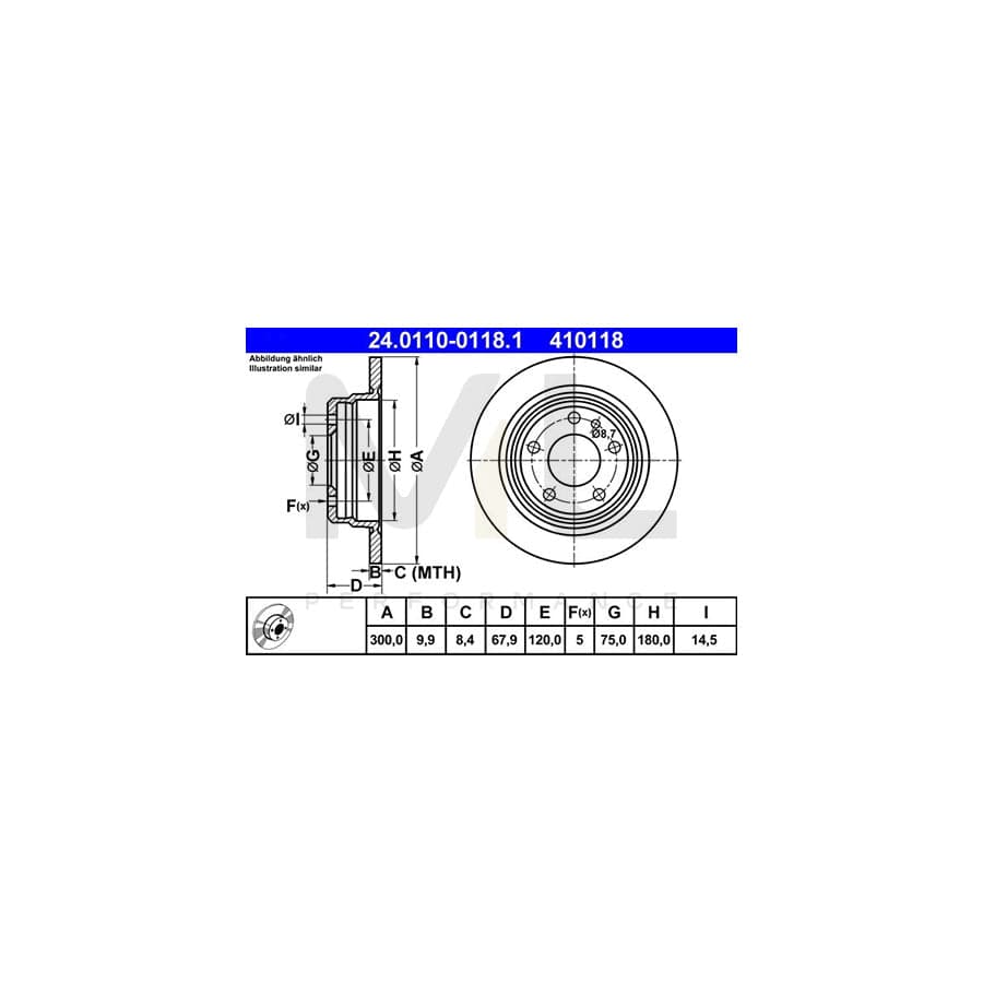 ATE 24.0110-0118.1 Brake Disc for BMW 7 (E32) Solid, High-carbon | ML Performance Car Parts