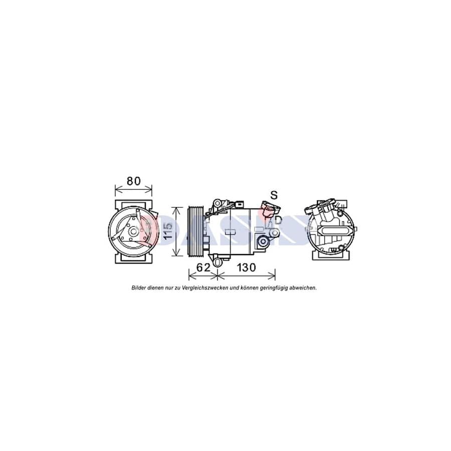 AKS Dasis 852733N Compressor, Air Conditioning For Nissan Qashqai / Qashqai+2 I (J10, Nj10) | ML Performance UK