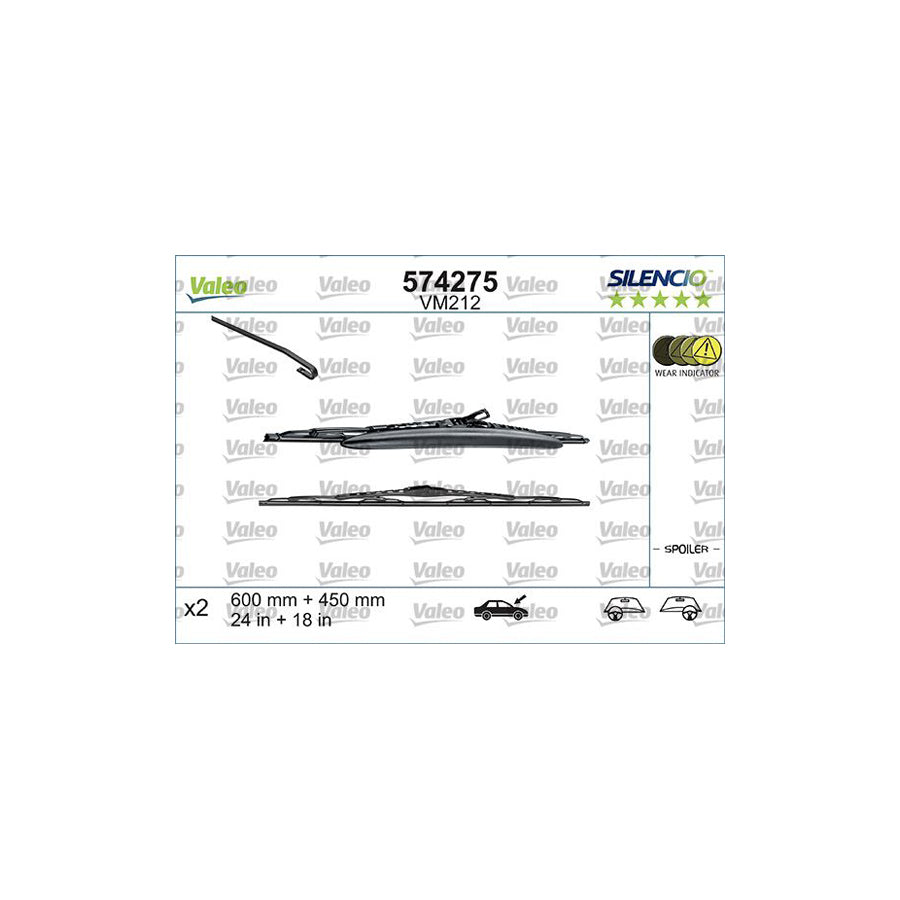 Valeo Silencio Conventional Set, Silencio Performance 574275 Wiper Blade | ML Performance UK Car Parts