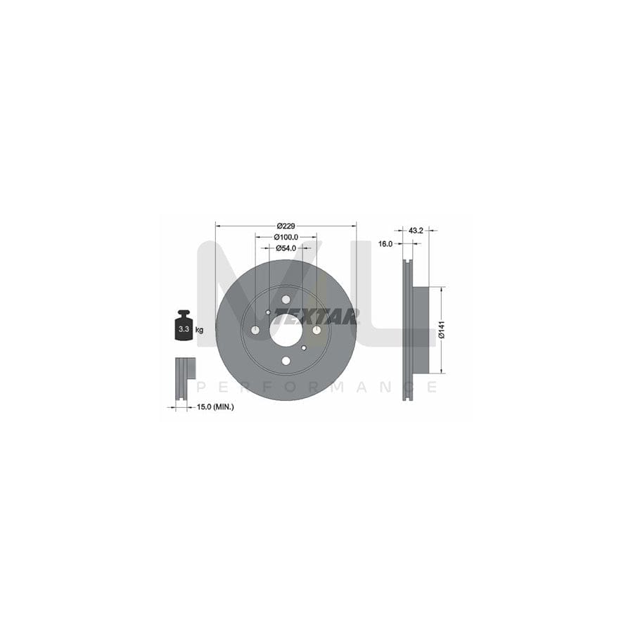 TEXTAR 92113200 Brake Disc for TOYOTA Starlet IV Hatchback (P80) Internally Vented, without wheel hub, without wheel studs | ML Performance Car Parts