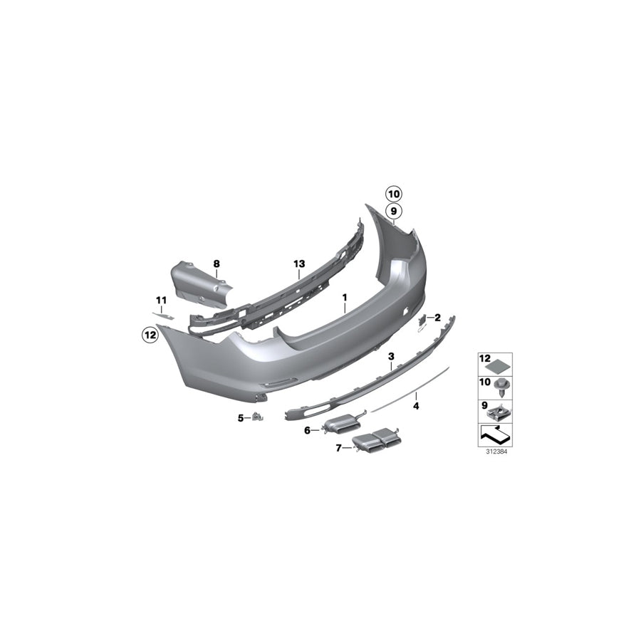 Genuine BMW 51127195513 Covering Rear CHROM (Inc. 760LiS, 760Li & 760i) | ML Performance UK Car Parts