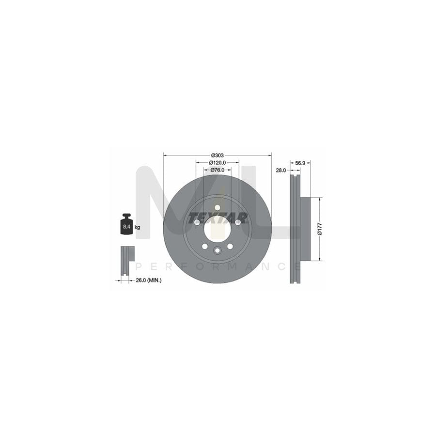 TEXTAR PRO 92228903 Brake Disc for VW AMAROK Internally Vented, Coated, without wheel hub, without wheel studs | ML Performance Car Parts