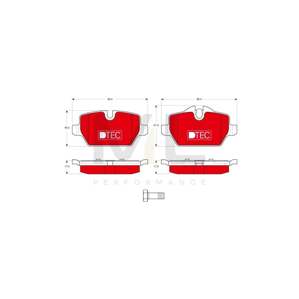 TRW Dtec Cotec Gdb1612Dte Brake Pad Set Prepared For Wear Indicator, With Brake Caliper Screws, With Accessories | ML Performance Car Parts