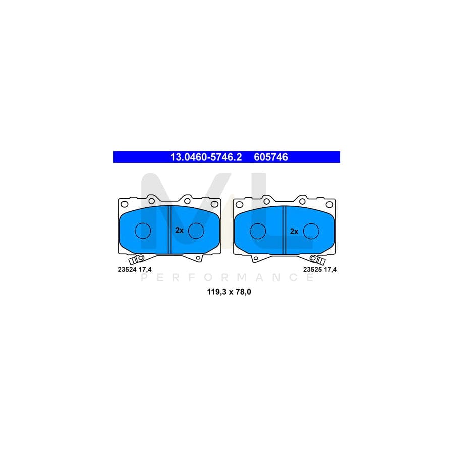 ATE 13.0460-5746.2 Brake pad set with acoustic wear warning | ML Performance Car Parts