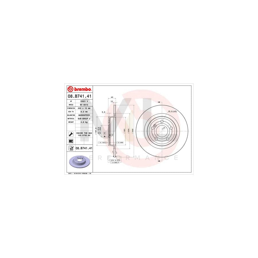 BREMBO COATED DISC LINE 08.B741.41 Brake Disc Solid, Coated, High-carbon, with bolts/screws | ML Performance Car Parts