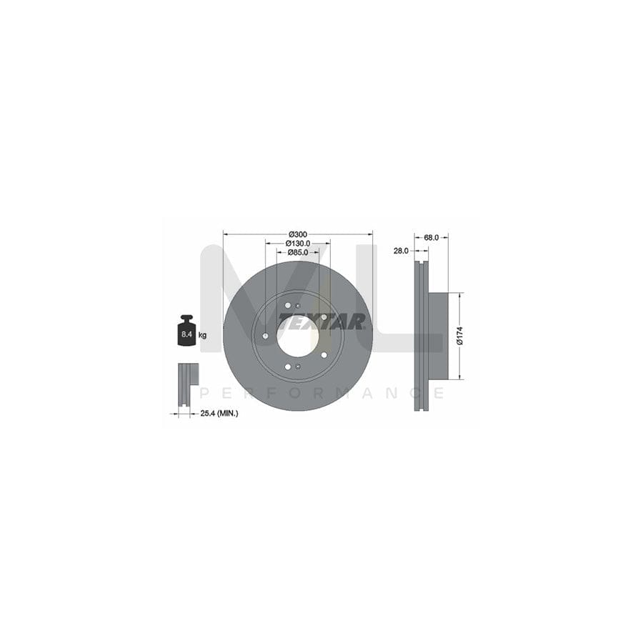 TEXTAR PRO 92203003 Brake Disc Internally Vented, Coated, without wheel hub, without wheel studs | ML Performance Car Parts