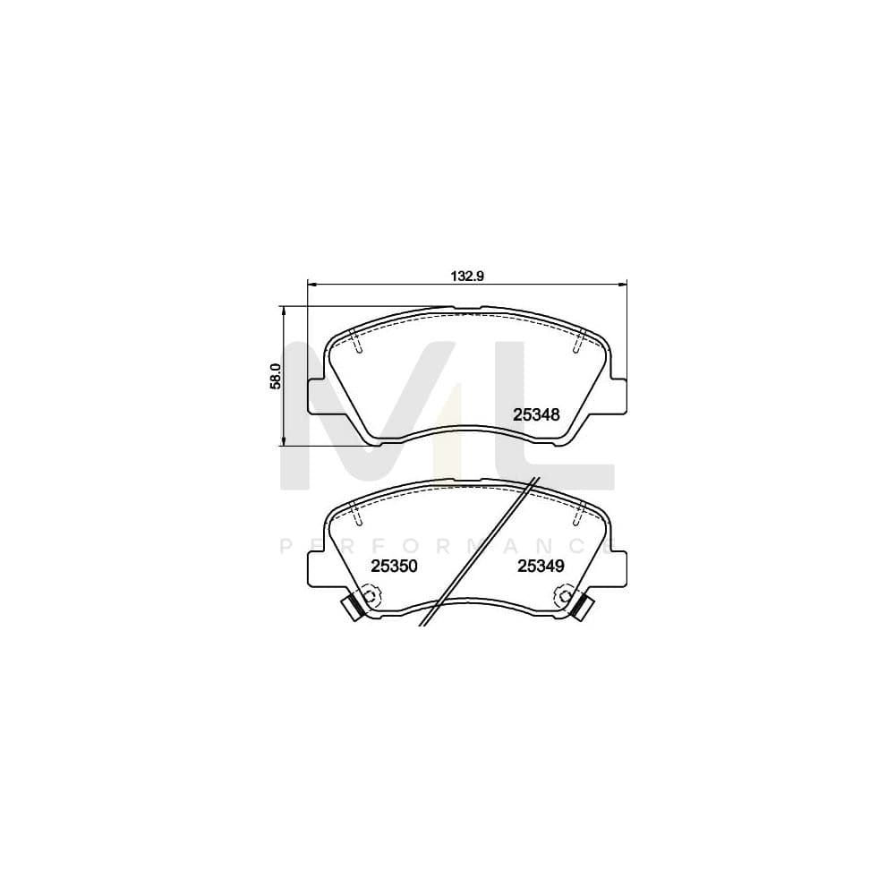 Hella 8DB 355 020-231 Brake Pad Set With Acoustic Wear Warning, With Accessories | ML Performance Car Parts