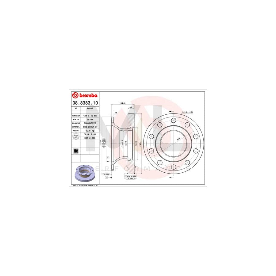 BREMBO 08.8383.10 Brake Disc Solid, High-carbon | ML Performance Car Parts