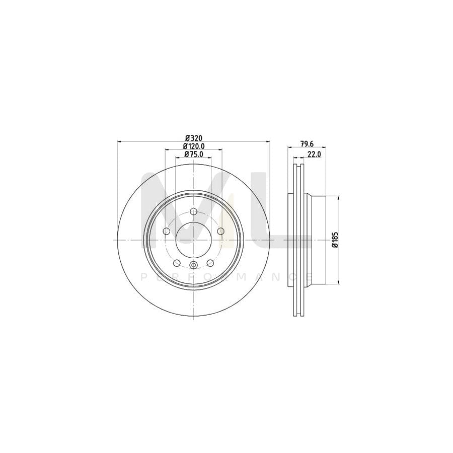 HELLA PRO 8DD 355 112-251 Brake Disc for BMW X3 (E83) Externally Vented, Coated, without wheel hub, without wheel studs | ML Performance Car Parts