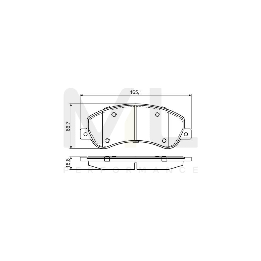 Bosch 0986495436 Brake Pad Set With Acoustic Wear Warning, With Anti-Squeak Plate, With Mounting Manual BP2068 | ML Performance Car Parts