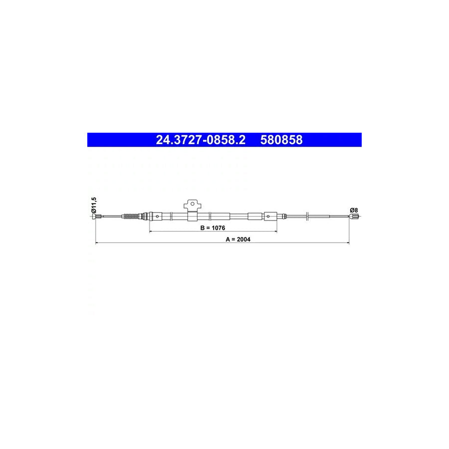 ATE 24.3727-0858.2 Hand Brake Cable For Peugeot 308