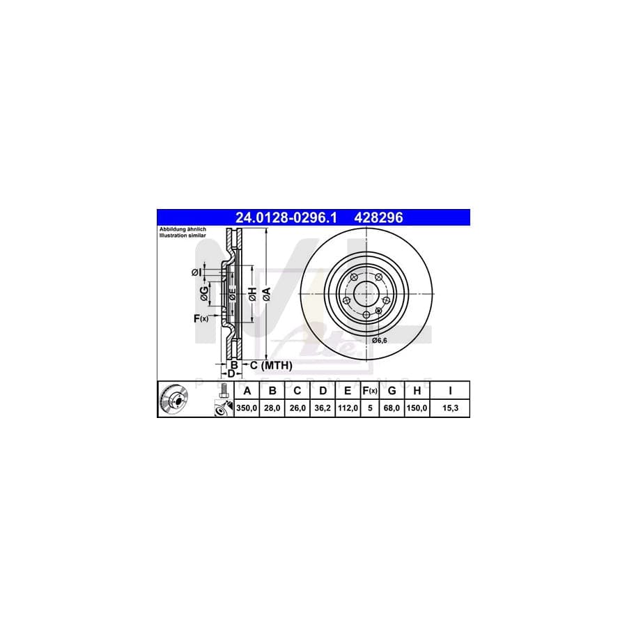 ATE 24.0128-0293.1 Brake Disc for FORD TRANSIT Vented, Coated | ML Performance Car Parts