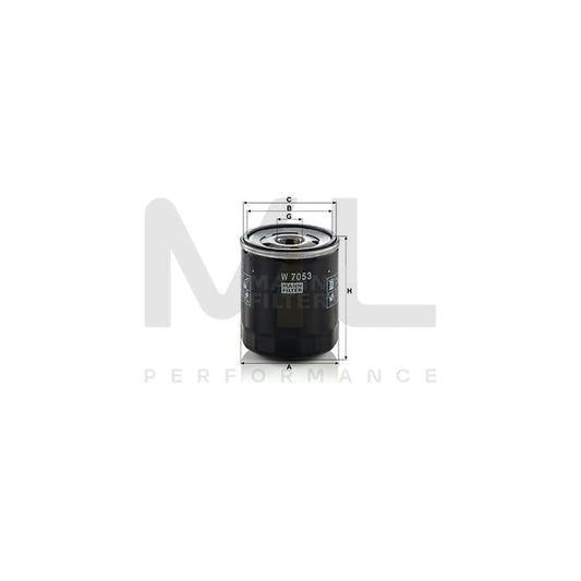 MANN-FILTER W 7053 Oil Filter Spin-on Filter, with one anti-return valve | ML Performance Car Parts