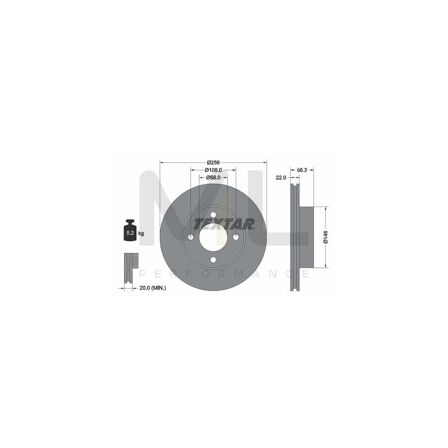 TEXTAR 92054200 Brake Disc Internally Vented, without wheel hub, without wheel studs | ML Performance Car Parts