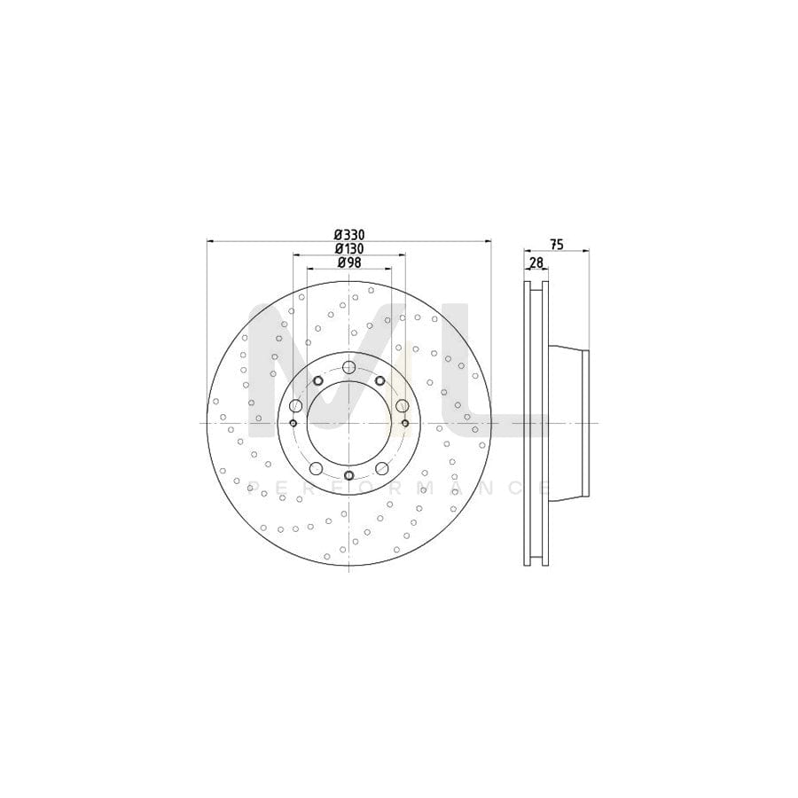 TEXTAR PRO+ 92219005 Brake Disc for PORSCHE 911 Internally Vented, Perforated, High-carbon, without wheel hub, without wheel studs | ML Performance Car Parts