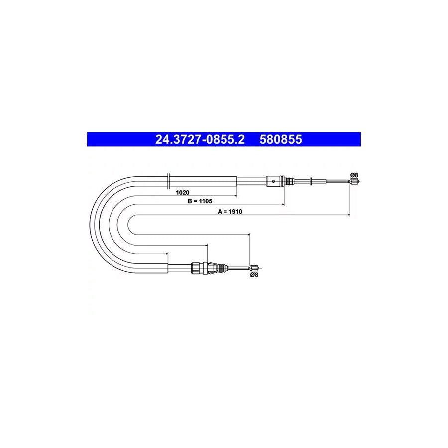 ATE 24.3727-0855.2 Hand Brake Cable