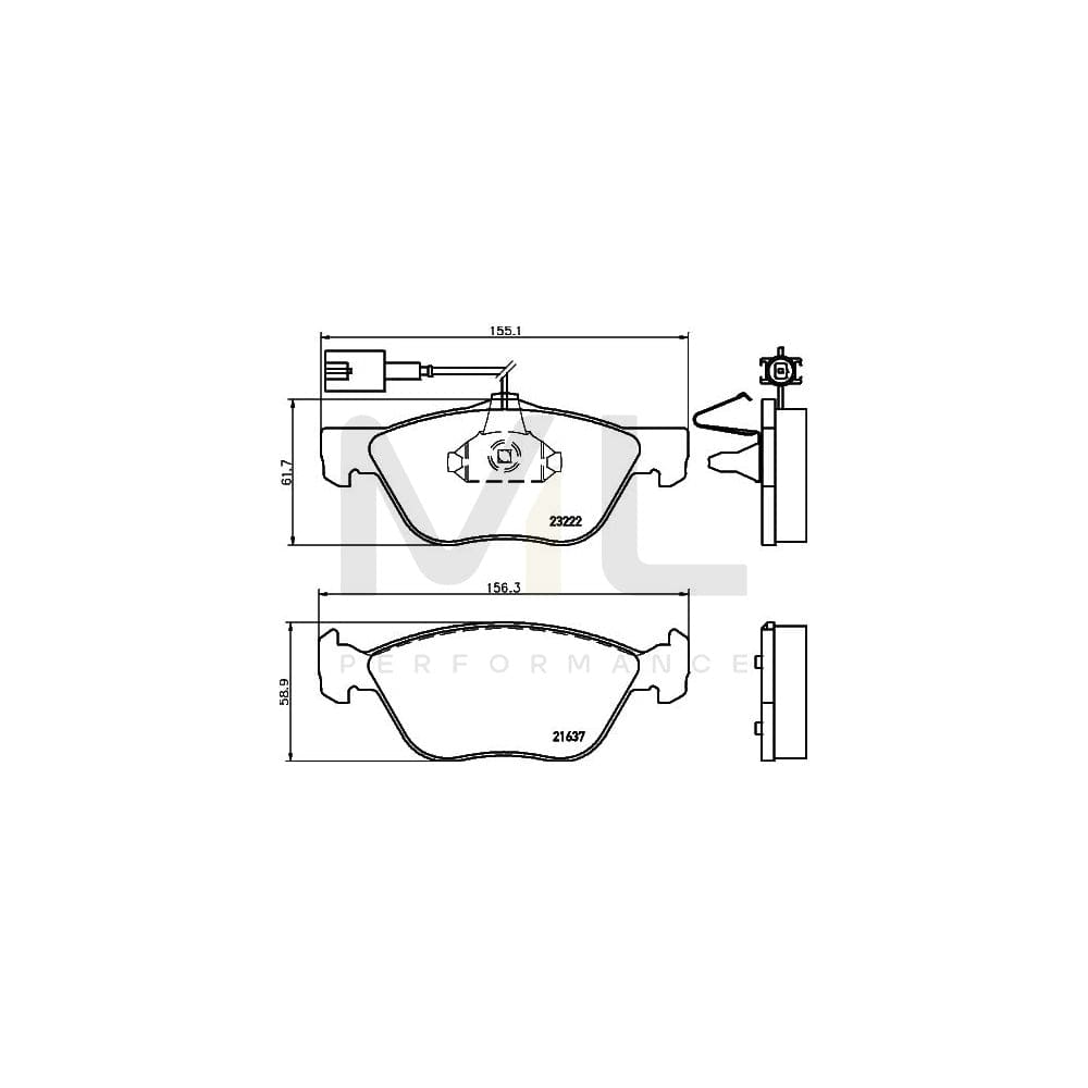 Hella 8DB 355 008-611 Brake Pad Set For Alfa Romeo 166 (936) With Integrated Wear Warning Contact | ML Performance Car Parts