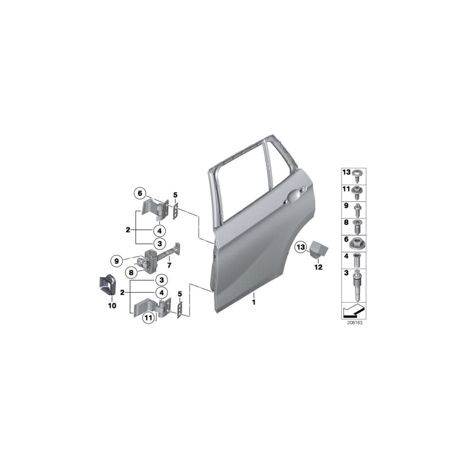 Genuine BMW 41522993113 E84 Left Lower Rear Door Hinge (Inc. X1 35iX, X1 28i & X1 23dX) | ML Performance UK Car Parts