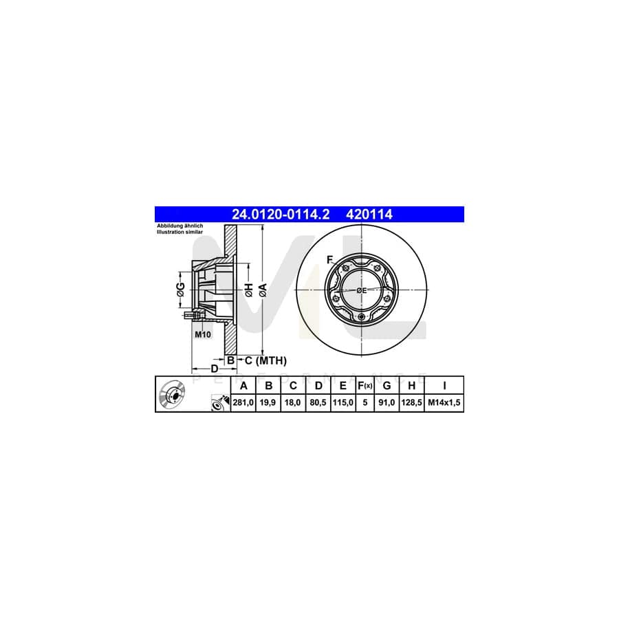 ATE 24.0120-0114.2 Brake Disc for VW LT Solid, Coated | ML Performance Car Parts