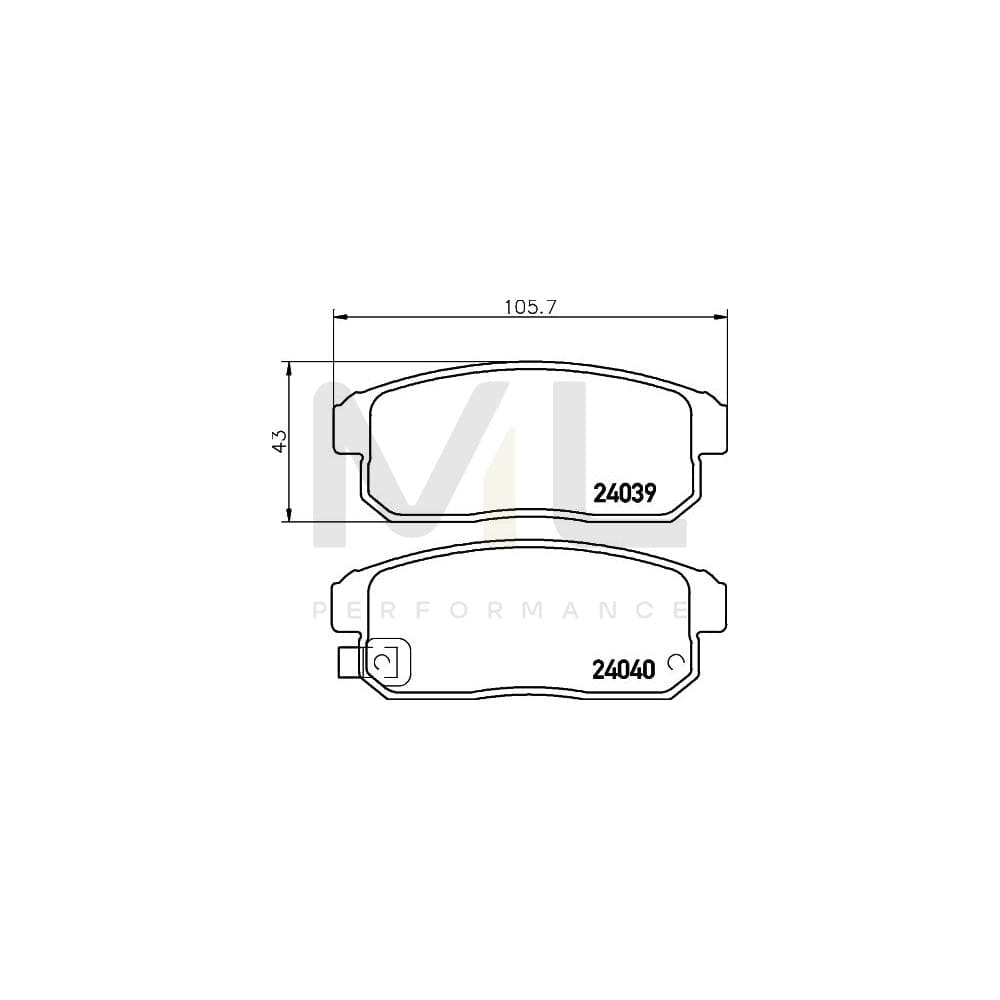 Hella 8DB 355 010-891 Brake Pad Set For Mazda Rx-8 (Se, Fe) With Acoustic Wear Warning | ML Performance Car Parts