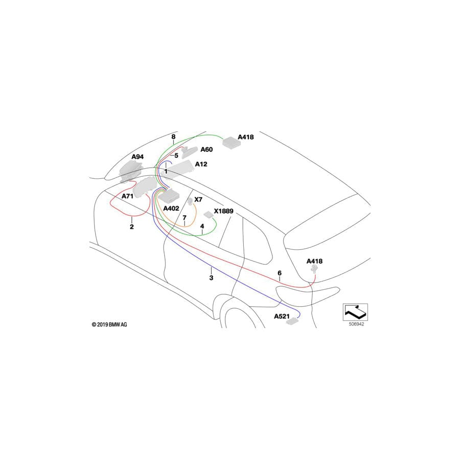 Genuine BMW 61118714867 G05 G06 Hsd Wire L= 825mm (Inc. X5) | ML Performance UK Car Parts