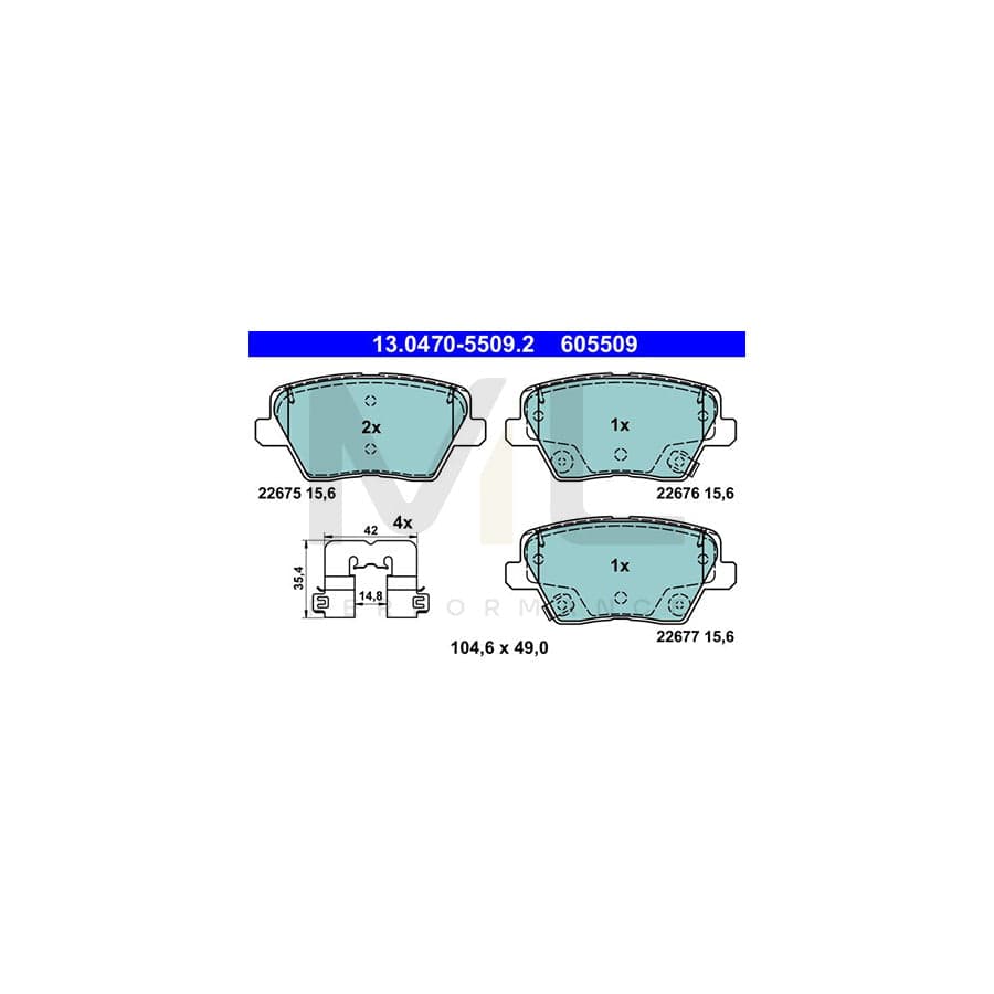 ATE 13.0470-5509.2 Brake pad set with acoustic wear warning, with accessories | ML Performance Car Parts