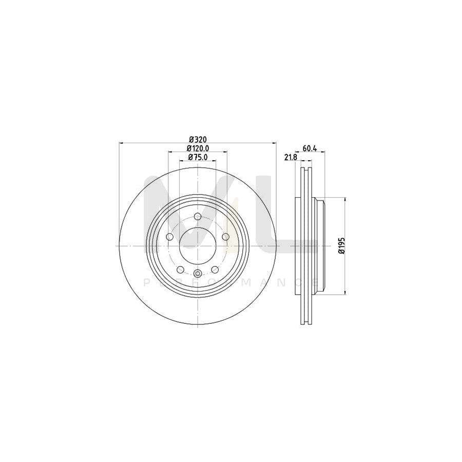 HELLA PRO High Carbon 8DD 355 127-611 Brake Disc for BMW 3 Series Externally Vented, Coated, High-carbon, without wheel hub, without wheel studs | ML Performance Car Parts